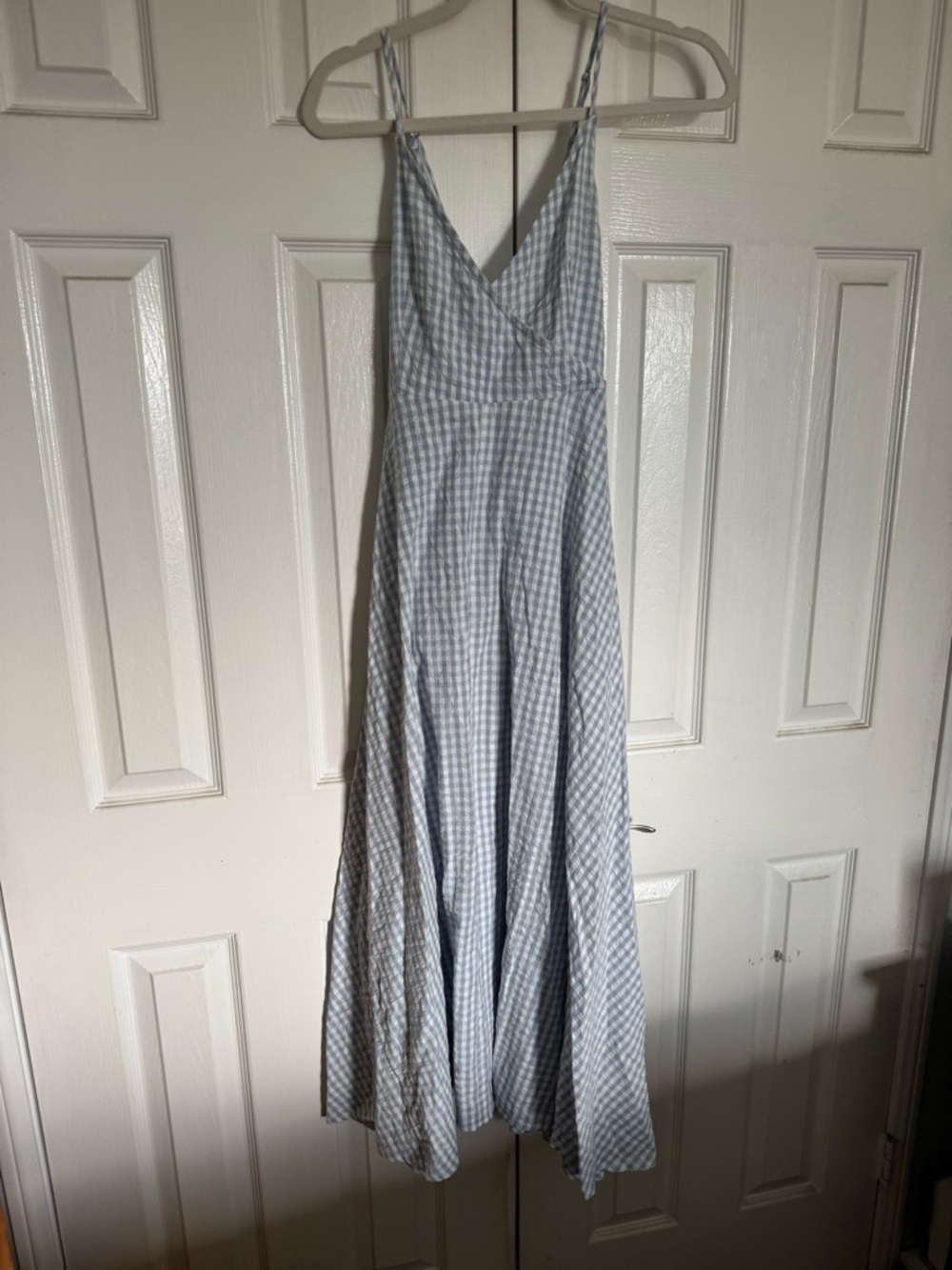NWOT lovestitch Nordstrom Blue Seaside Gingham Cross-Back Midi Dress Medium - Picture 3 of 10